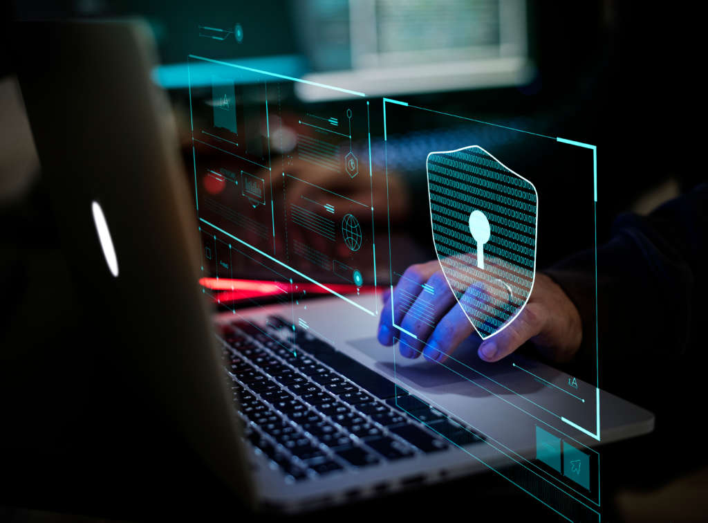 Cyber security on laptop